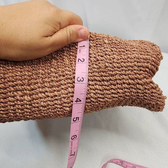 Handmade Woven Straw Tote Bag Brown Boho Beach Purse with Coconut Button Closure - Picture 8 of 8